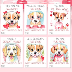 Biglietti di San Valentino per bambini con cani, biglietti di San Valentino stampabili, biglietti di San Valentino per la classe, biglietti di San Valentino per bambini, biglietti di San Valentino per cani