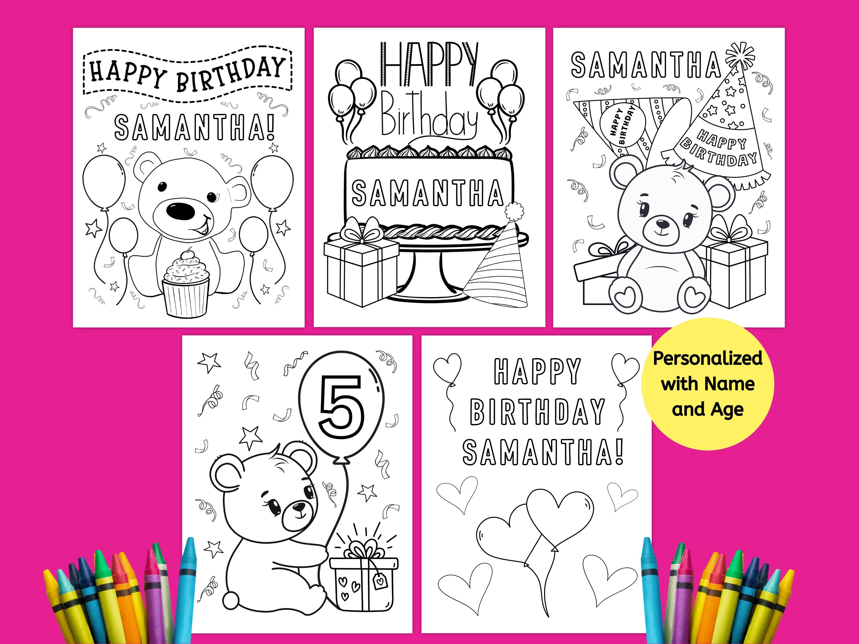 Personalized Birthday Coloring Pages for Kids, Printable Birthday ...