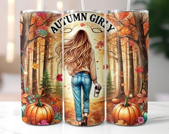 Autumn Girly Tumbler Transfer– 20oz Skinny Sublimation Wrap – Ready to Press