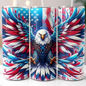 Patriotic Eagle Tumbler Transfer – 20oz Skinny Sublimation Wrap (Physical Product) bild 1