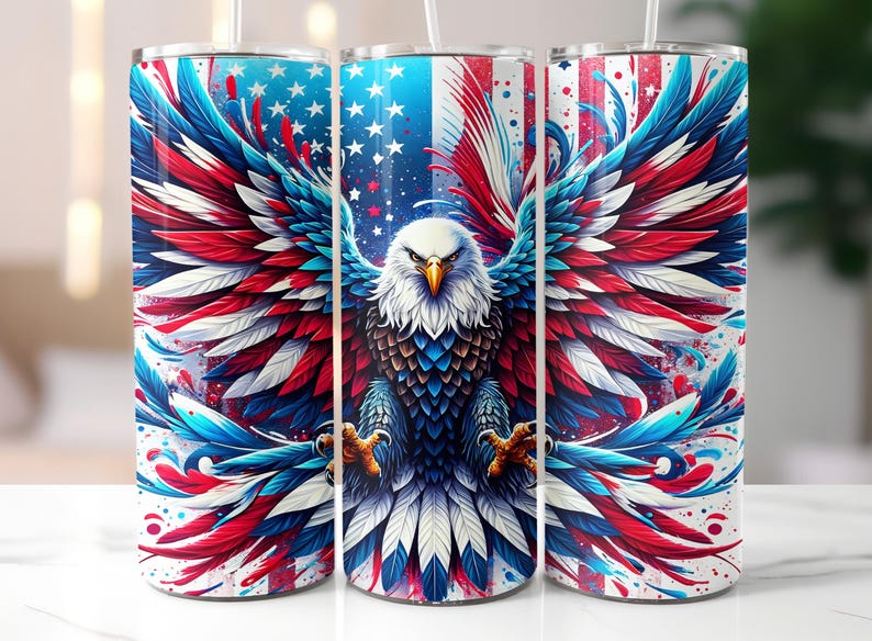 Patriotic Eagle Tumbler Transfer – 20oz Skinny Sublimation Wrap (Physical Product) bild 1