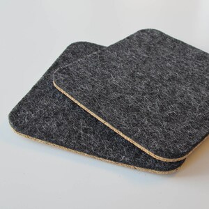 Cup coaster made of felt and cork | Set of 2 | 10 x 10 cm | anthracite