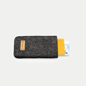 Porta carte di credito | in feltro | per 5 carte | Colore antracite