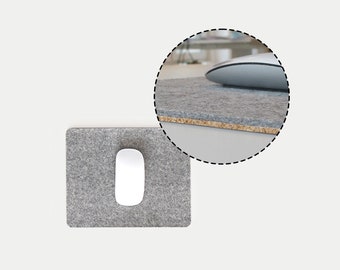 Mouse pad made of felt and cork | 20x25cm | light grey