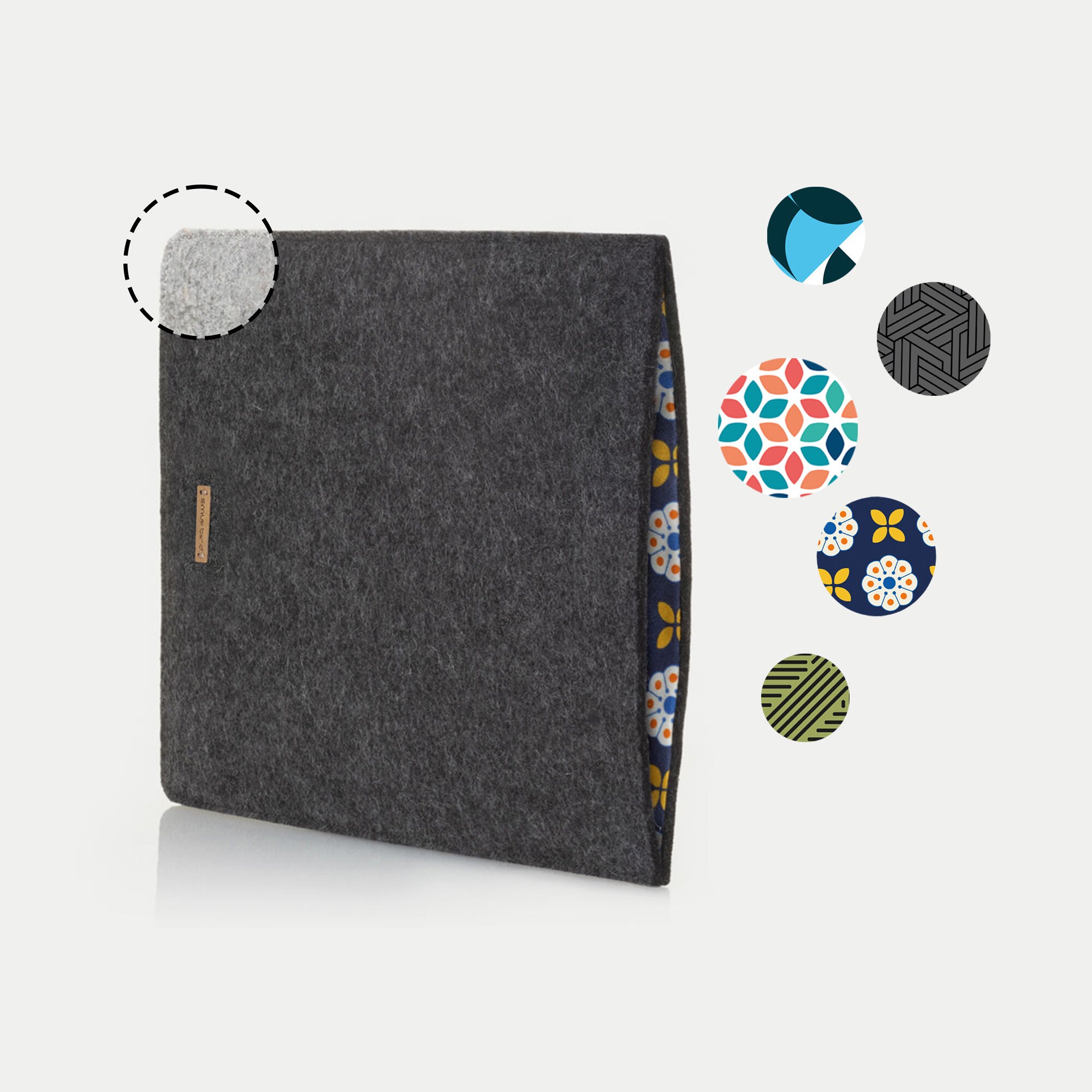 Case for MacBook Air 13 | made of felt and organic cotton | Model "LET"
