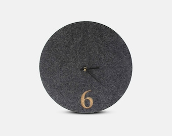 Reloj de pared de fieltro y corcho 30 cm | antracita - negro | Diseño: Aarhus