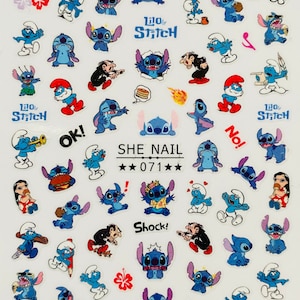 Stitch and Smurf nail art stickers decals.
