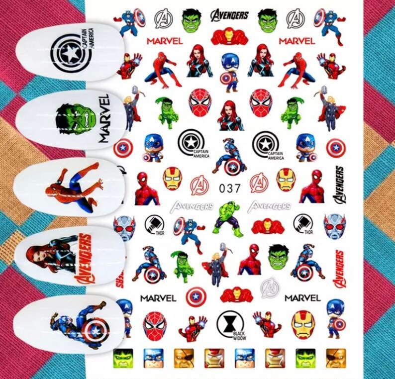 Avengers Superhero Nail Art Decals Etsy