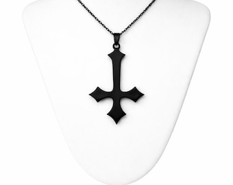 Black Gothic Inverted Cross including chain