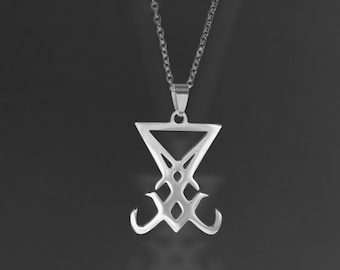 Nickel-free stainless steel pendant &#39;Seal of Lucifer&#39; - Mystical protective jewelry, unisex, including chain