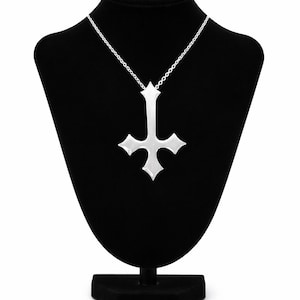 Inverted Cross Necklace – Gothic Jewelry – Stainless Steel Pendant – Satanic Cross Necklace – Dark Aesthetic Jewelry – Gothic Kreuz Kette