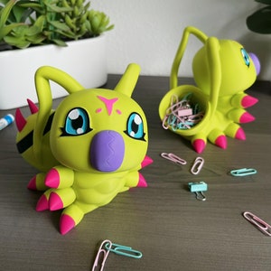 Wormmon Desk Buddy - Digimon Adventure 02 Inspired 3D Printed Secret Storage Container and Organizer!