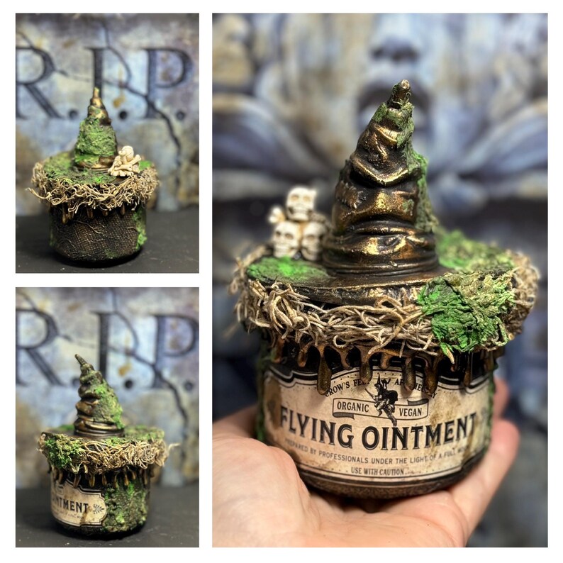 Potion Flying Ointment, Broom , Broomstick ,art Glass Bottle 14 Cm