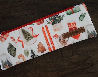 Cozy Night Zipper Pouch | Fabric Zipper Bag | Handmade | Pencil Pouch | Cosmetic Bag | Perfect Gift | Pouch for Brushes | Supplies Bag