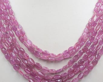 Natural Ruby Gemstone Necklace, Oval Beaded Necklace For Women