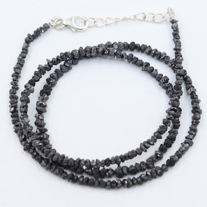 Collana con diamante nero grezzo AAA da 3 mm Collana con diamante nero Diamante nero grezzo Perline con diamante nero Regalo per lei Minimalista