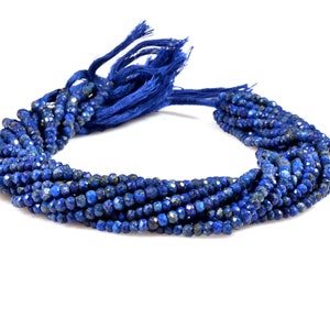 Perline rondelle sfaccettate in lapislazzuli, 4 mm, filo da 13 pollici