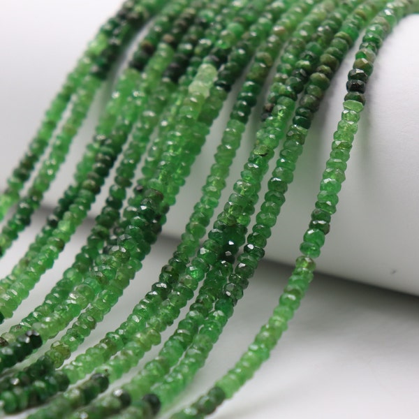AAA+ Natural Tsavorite Faceted Rondelle Beads   3.5mm Tsavorite Beads   Natural Tsavorite Bead   Tsavorite Shaded Beads   Rondelle Tsavorite
