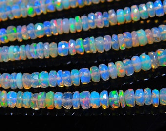 Faceted Ethiopian Opal Rondelle Beads, 3-5mm, 16 Inch Strand