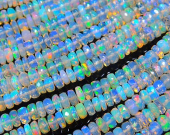 AAA Ethiopian Opal Faceted Rondelle Beads  Ethiopian Opal Beads Welo Opal Beads  Multi Fire Opal Beads Opal Faceted Beads  Flashy Opal Beads