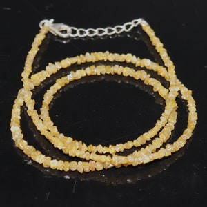 Collana con diamante giallo naturale non tagliato Collana con diamante giallo da 3,5 mm Regalo per lei Collana con perline Collana minimalista fatta a mano