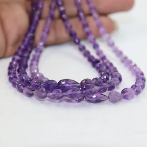 Natural Amethyst Center Drill Drop Shape Beads, 4-5mm, 16 Inch Strand For Jewelry Making
