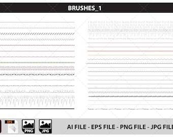 Brushes and Trims Bundle No.1 - Fashion Flat Sketch, Fashion Templete, Tech Pack, Fashion Drawing, Vector