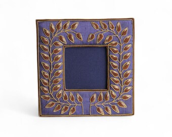 Blue Picture Frame for Your Female Loved Ones, Embellished with Hand Embroidery