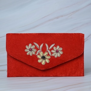 Edle, elegante orange handbestickte Flip-Tasche, orange Handtasche, orange vegane Tasche