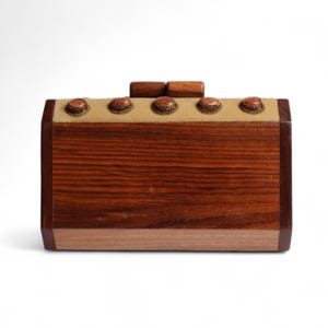 Cartera de mano de madera de arenisca TerraLuxe hecha a mano / Cartera de mano de madera opulenta / Cartera de mano india bordada para mujer