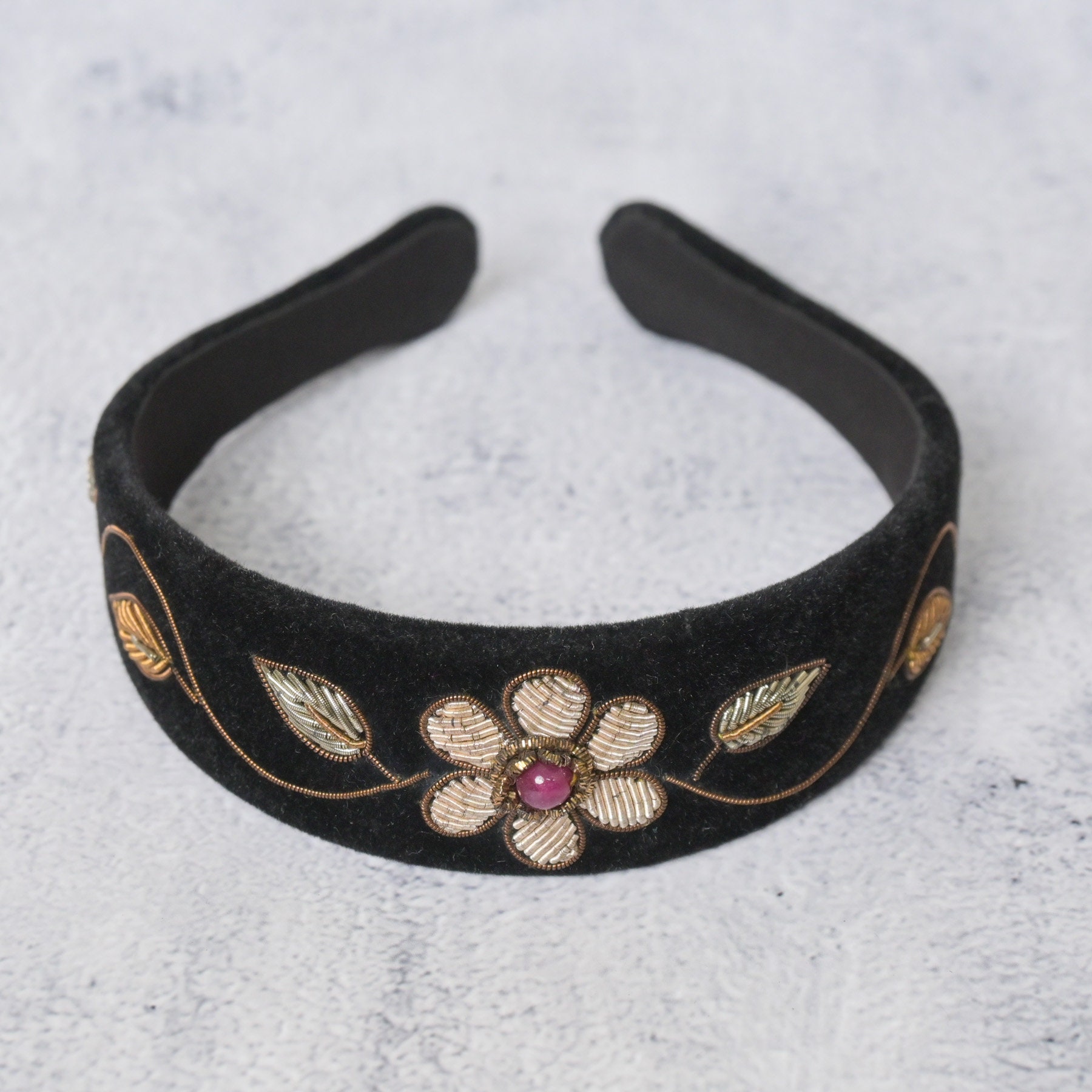 Classy Black Onyx Stone Hair Band Embellished With Embroidery - Etsy Classy Black Onyx Stone Hair Band Embellished With Embroidery - Etsy