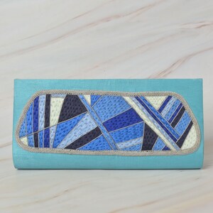 Handmade Turquoise Hand Bag embellished with silk thread work ,luxury bags, embroidered bag, vegan purse,