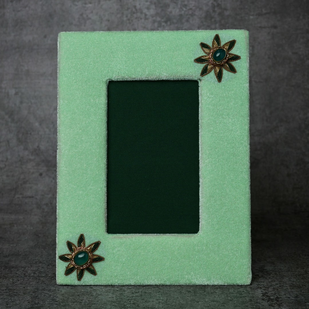 特別セーフ Onyx With Frame Photo Velvet Green Floral Perfect Pattern アンティーク雑貨
