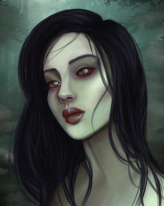 Zombie Girl Print Spooky Dark Art Dead Girl Etsy