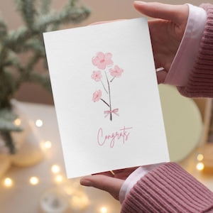 Digitale Glückwunschkarte | Niedliches Printable PDF | Herzlichen Glückwunsch digitale Karte | Feier-Karte | Babyparty | Geschlecht offenbaren | Mädchen-Baby-Geschenk