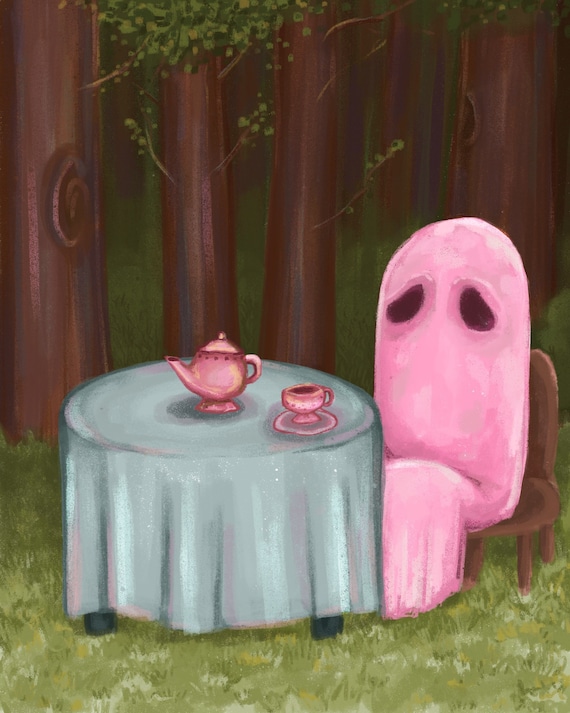 Pastel Goth Ghost Print Cute Pink Ghost Spirit Tea Party Etsy
