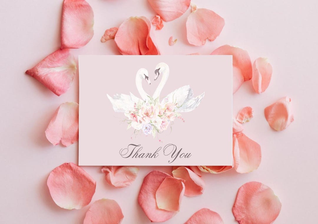 Digital Swan Card Bundle | Swan Printable Card PNG | Thank You ...