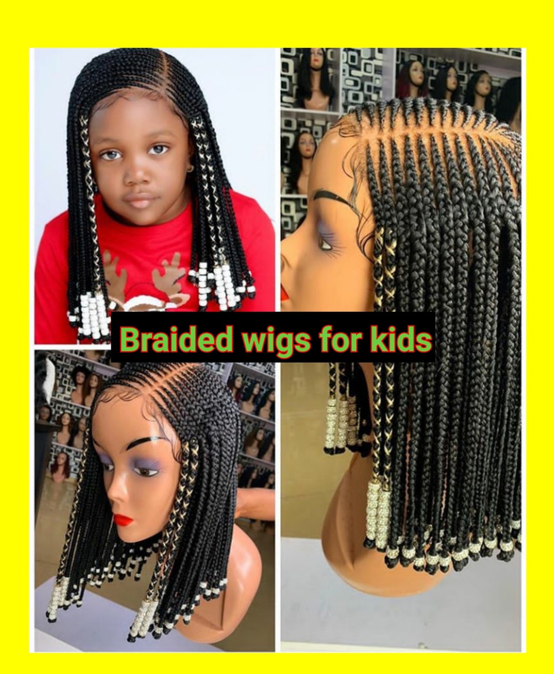 Kids Braided Wig. Kids Braided Wig With Frontal. Cornrow - Etsy