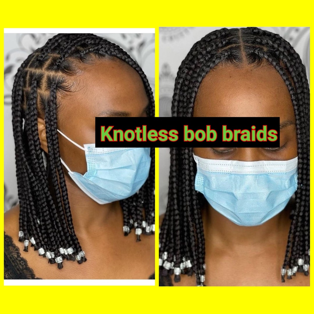 Bob Braids Wig Bob Knotless Braids Wig With Beads Frontal, 53% OFF