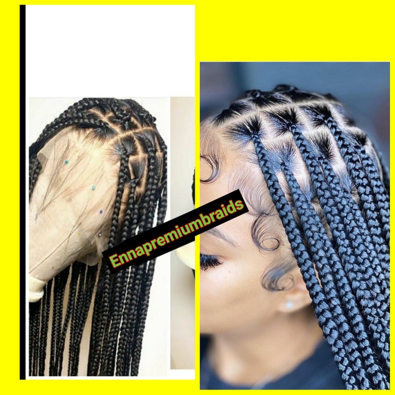 SPACE Knotless braids wig. Individual Box Braids ,Frontal Full lace Box braids Wig, Braided wig, Medium Knotless Box braids. 