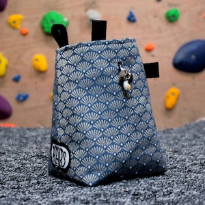 Chalk Bag for Climbing & Bouldering Handmade from Repurposed and Recycled Materials (shiny shells) | Unique Gift for Climbers and Boulderers