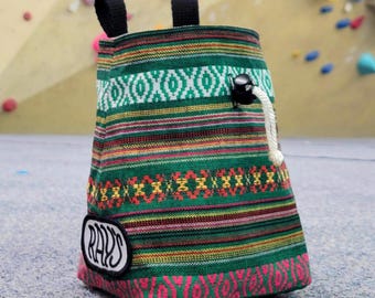 Green Hippie Chalk Bag for Climbing & Bouldering | Sustainably Handmade with Zero Waste