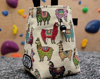 Chalk Bag for Climbing & Bouldering Handmade from Repurposed and Recycled Materials (alpaca canvas) | Gift for Climbers or Boulderers