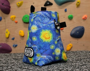 Chalk Bag for Climbing & Bouldering Handmade with Zero Waste (starry night) | Unique Gift for Climbers or Boulderers