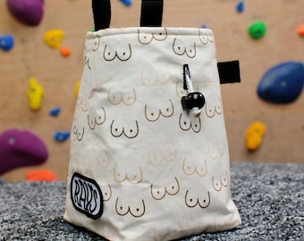 Chalk Bag for Climbing & Bouldering Handmade from Repurposed and Recycled Materials (boobies) | Gift for Climbers or Boulderers