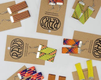 Orange & Yellow Climbing Rope Earrings - Sustainably Handmade from Retired Climbing Ropes with Zero Waste