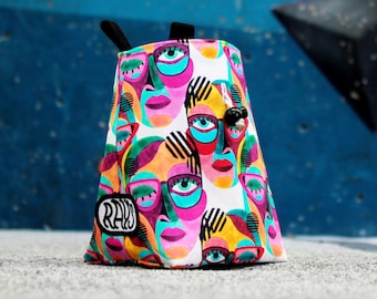 Chalk Bag for Climbing & Bouldering Handmade from Repurposed and Recycled Materials (eye see you) | Unique Gift for Climbers or Boulderers