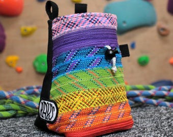 Rainbow Climbing Rope Chalk Bag for Climbing & Bouldering | Handmade from Retired Climbing Ropes | Perfect Gift for Climbers and Boulderers