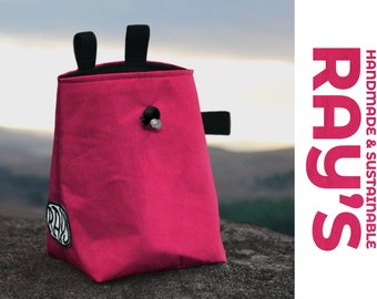 Chalk Bag for Climbing & Bouldering Handmade from Repurposed and Recycled Materials (pink cord) | Unique Gift for Climbers or Boulderers
