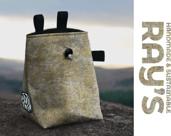 Chalk Bag for Climbing & Bouldering Handmade from Repurposed and Recycled Materials (yellow static) Unique Gift for Climbers and Boulderers